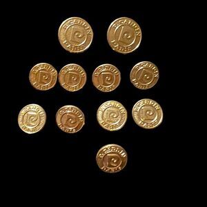 Vintage Designer Gold Buttons P. Cardin Paris Set of 11